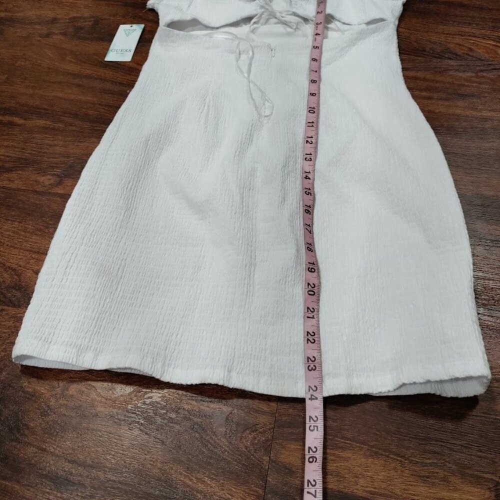 NWT Guess Gauzy Twee Y2k Cottagecore Smocked Mini Dress White Womens Size Medium - Picture 7 of 11